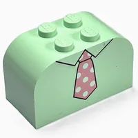 Brick Curved 2 x 4 x 2 Double with Necktie Pink Print