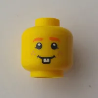 Minifig Head Easter Bunny Guy, Orange Eyebrows, Orange Freckles and Rabbit Teeth