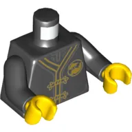 Torso Robe with Gold Trim, Wu Logo Print, Black Arms, Yellow Hands