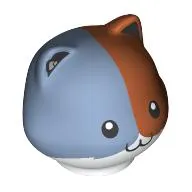 Minifig Head Special, Cat with Dark Orange/Sand Blue Top print