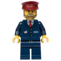 Conductor - Dark Blue Jacket, Dark Blue Legs, Dark Red Hat, Glasses, Beard