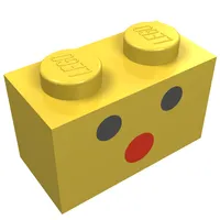 Brick 1 x 2 with Red / Black Three-Dot Face Print