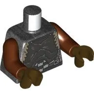 Torso Armor, Silver Plates, Dark Tan Fur print, Reddish Brown Arms, Dark Brown Hands