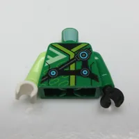 Torso, Odd Arms and Hands, Robe with Lime Trim, Black Straps with Azure Circles Print, Left Green Arm and Black Hand, Right Yellowish Green Arm and White Hand