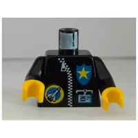Torso Space Port Logo, Zipper, ID and Police Star Print, Black Arms, Yellow Hands