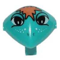 Minifig Head Special with Clip and Orange Hair and Freckles Print (Martian)