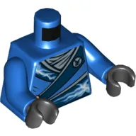 Torso Robe with Silver Buckles and Lightning Power Emblem Print, Blue Arms, Black Hands