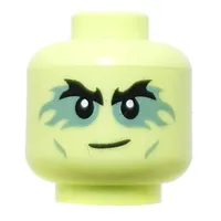 Minifig Head Morro, Thick Black Eyebrows, Sand Green Eyeshadow, Smirk