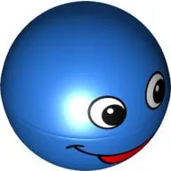 Duplo Ball for Ball Tube with Red Open Mouth Smile and Black and White Eyes Print