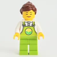Farmer, Lime Overalls, Reddish Brown Ponytail