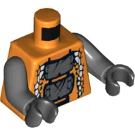 Torso Snake with Dark Bluish Gray and White Scales Print, Dark Bluish Gray Arms, Black Hands