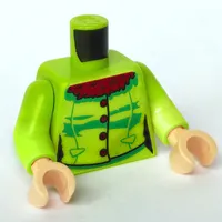Torso Jacket, Reddish Brown Fur Collar, Buttons, Creases Print, Lime Arms, Light Nougat Hands