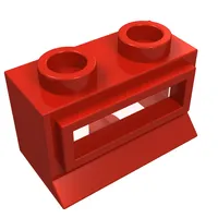 Window 1 x 2 x 1, Extended Lip, Hollow Stud [with Glass]