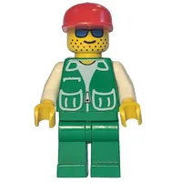 Man, Green Jacket, Green Legs, Red Cap, Blue Sunglasses