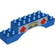 Duplo Brick 2 x 10 x 2 Arch with Car Wash Logo and Red Arrows Print