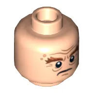 Minifig Head Gloin the Dwarf / Dain Ironfoot, Dual Sided, Bushy Brown Eyebrows, Wrinkles, Scowling / Battle Rage Print [Hollow Stud]