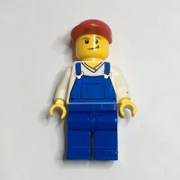 White Torso, Blue Overall, Red Cap, Male (3626c Head)