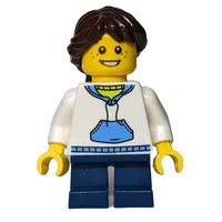 Girl, White Hoodie, Short Dark Blue Legs