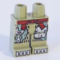 Hips and Olive Green Legs with Sand Green and Silver Mechanical Panels and Boots and Dark Red Sash Print