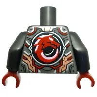 Torso, Armor, Red Lines, Dragon Head print, Pearl Titanium Arms, Dark Red Hands