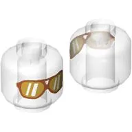 Minifig Head Mr. Pale, Dark Orange Glasses, Gold Lenses