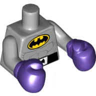 Torso Muscles, Belt, and Batman Logo Print, Light Bluish Gray Arms, Dark Purple Boxing Gloves