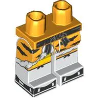 Hips and White Legs with Torn Orange Pants, Black Belt, Toes print