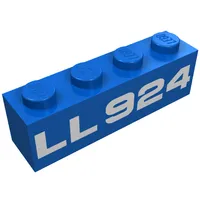 Brick 1 x 4 with Bottom Tubes, Lowered Center Cross Support with White 'LL924' Print