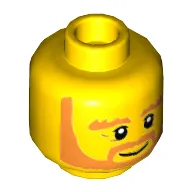 Minifig Head King Halbert, Full Orange Beard Around Smile, Bushy Eyebrows, Wrinkles Print [Hollow Stud]