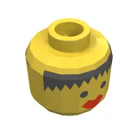 Minifig Head Islander / Pirate / Forestwoman, Messy Black Hair, Thick Red Lips Print [Blocked Open Stud]