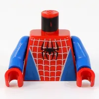 Torso Bodysuit, Blue Sides, Silver Webbing and Black Spider Print (Spider-Man), Blue Arms, Red Hands