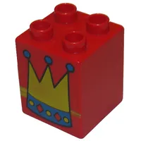 Duplo Brick 2 x 2 x 2 with Crown Print