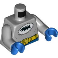 Torso Bodysuit, Black Lightning in White Oval (Batmite Logo), Yellow Utility Belt Print, Light Bluish Gray Arms, Blue Hands