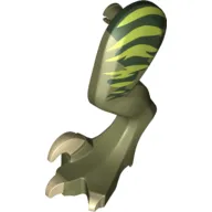 Animal Body Part, Dinosaur, Raptor Leg, Left, with Pin, Tan Claws and Lime Stripes over Dark Green Print