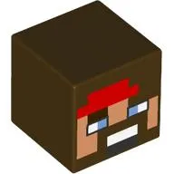 Minifig Head Special, Cube with Pixelated Face, Red Bandana, Blue Eyes, Beard Print