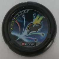 Large Figure Throwing Disk, Jet / Judge, 4 Pips, Flying Box in Space Print