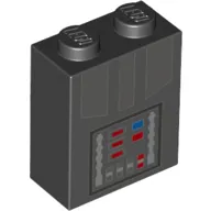 Brick 1 x 2 x 2 with Inside Stud Holder with Darth Vader Control Panel print