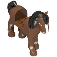 Animal, Horse with 2 x 2 Cutout, Brown Eyes, White Blaze Print and Black Mane & Tail Print
