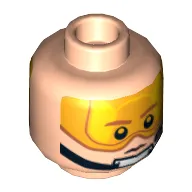 Minifig Head Rebel Pilot / Snowspeeder Pilot, Dual Sided, Orange Visor and Headset Stern / Angry Print [Hollow Stud]