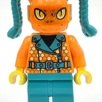 Orange Torso, Dark Turquoise Legs, Orange Helmet with Dark Turquoise Braids