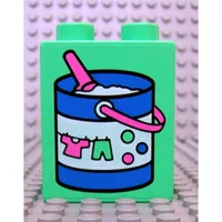 Duplo Brick 1 x 2 x 2 with Blue Laundry Detergent Packet with Pink Scoop Print