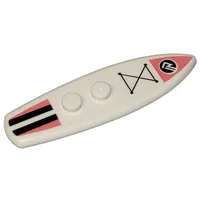 Sports Surfboard Standard with Coral and Black Stripes, and Black Triangular Shape Print