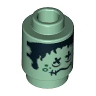 Brick Round 1 x 1 Open Stud with Shrunken Head Print