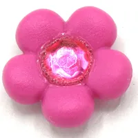 Clikits Icon, Flower 2 x 2 Small, 5 Petals with Pin [Frosted] Trans-Pink Center Facet Gem