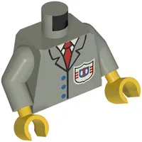 Torso Jacket with Rescue Coast Guard Logo, Red Tie, Buttons Print, Light Gray Arms, Yellow Hands