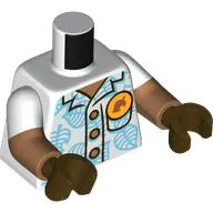 Torso, Dual Molded Arms, Shirt, Medium Azure Leafs, Nougat Buttons, Yellow Pin with Leave print, White Sleeves Pattern, Nougat Arms, Dark Brown Hands