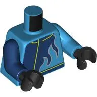 Torso, Odd Arms, Dark Blue Flames, Lime Trim print, Left Dark Azure Arm, Right Dark Blue Arm, Black Hands