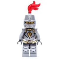 Lion Knight, Armour, Helmet with Red Plume (Flat Silver)