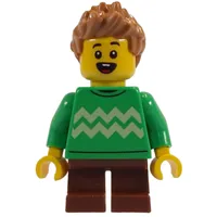 Kid, Bright Green Torso, Reddish Brown Legs, Medium Nougat Hair