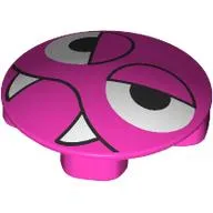 Plate Round 2 x 2 with Rounded Bottom [Boat Stud] with Face, White Eyes, Fangs print (Caterkiller)